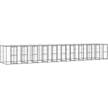 vidaXL Hondenkennel met dak 26,62 m² staal