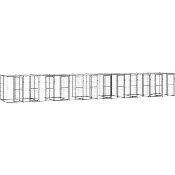 vidaXL Hondenkennel met dak 29,04 m² staal