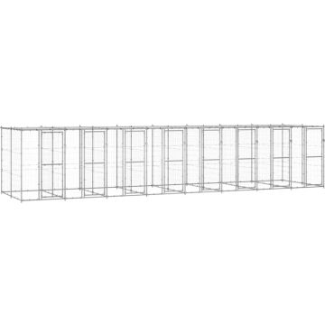 vidaXL Hondenkennel met dak 19,36 m² gegalvaniseerd staal