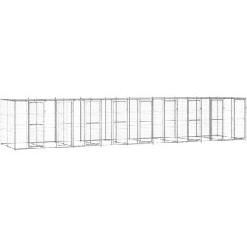 vidaXL Hondenkennel met dak 21,78 m² gegalvaniseerd staal