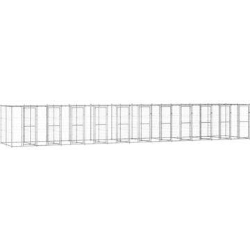 vidaXL Hondenkennel met dak 26,62 m² gegalvaniseerd staal