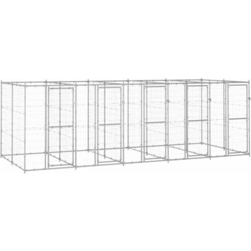 vidaXL Hondenkennel 12,1 m² gegalvaniseerd staal