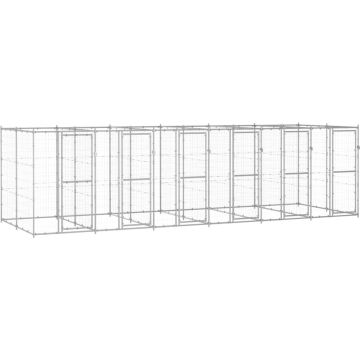 vidaXL Hondenkennel 14,52 m² gegalvaniseerd staal
