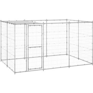 vidaXL Hondenkennel met dak 7,26 m² gegalvaniseerd staal