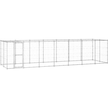 vidaXL Hondenkennel met dak 16,94 m² gegalvaniseerd staal