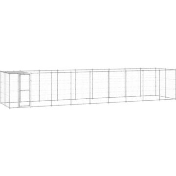 vidaXL Hondenkennel met dak 21,78 m² gegalvaniseerd staal