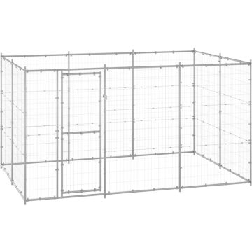 vidaXL Hondenkennel 7,26 m² gegalvaniseerd staal