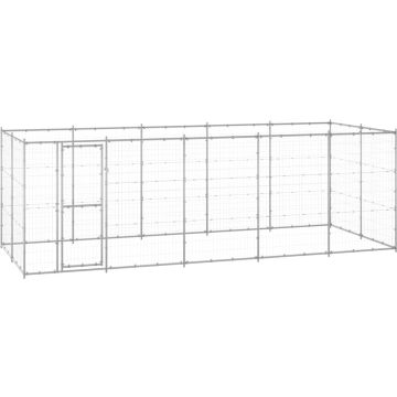 vidaXL Hondenkennel 12,1 m² gegalvaniseerd staal