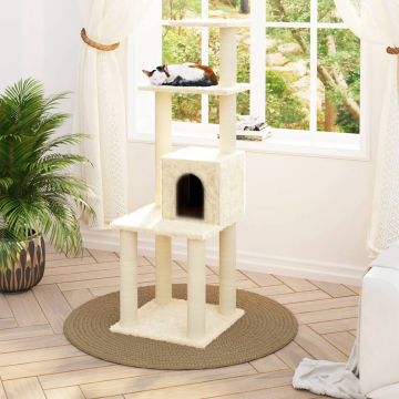 vidaXL Kattenkrabpaal met sisal krabpalen 105 cm crèmekleurig