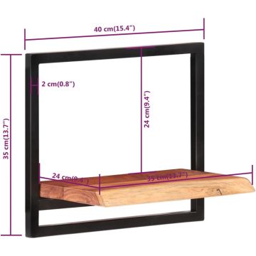 vidaXL Wandschappen 2 st 40x24x35 cm massief acaciahout en staal