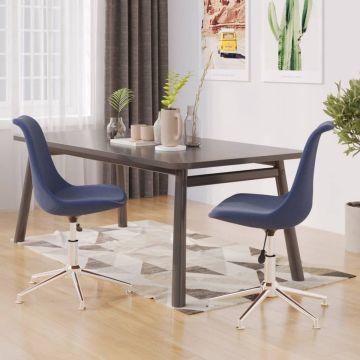 vidaXL Eetkamerstoelen 2 st draaibaar stof blauw