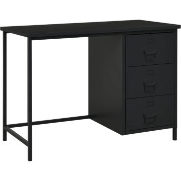 vidaXL Bureau industrieel met lades 105x52x75 cm staal zwart