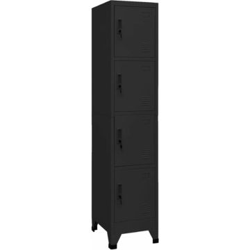 vidaXL Lockerkast 38x45x180 cm staal zwart