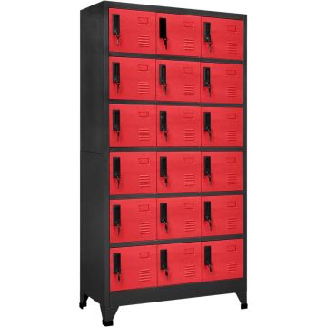 vidaXL Lockerkast 90x40x180 cm staal antracietkleurig en rood