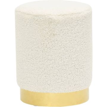 vidaXL Hocker rond fleece wit