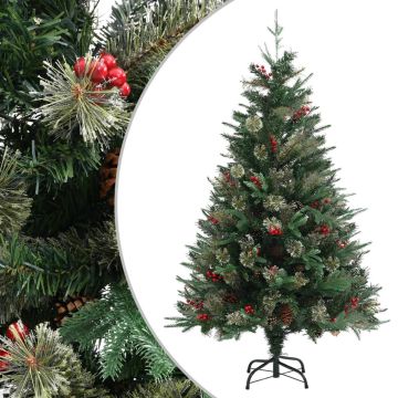 vidaXL Kerstboom met dennenappels 120 cm PVC en PE groen