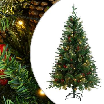 vidaXL Kerstboom met LED's en dennenappels 150 cm PVC en PE groen