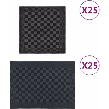 vidaXL 50-delige Keukendoekenset katoen zwart en grijs