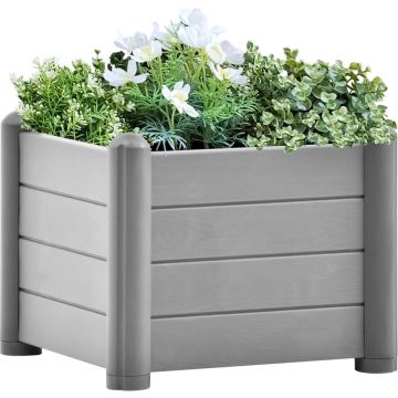 vidaXL Plantenbak verhoogd 43x43x35 cm PP steengrijs