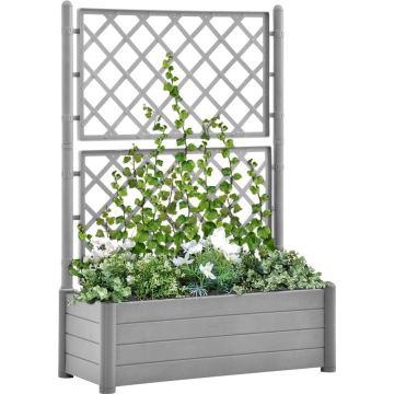 vidaXL Plantenbak met latwerk 100x43x142 cm PP-steen grijs