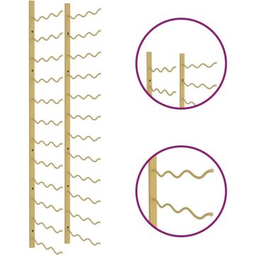 vidaXL Wijnrek voor 36 flessen wandmontage ijzer goudkleurig