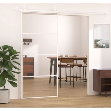 vidaXL Schuifdeur 90x205 cm ESG-glas en aluminium wit