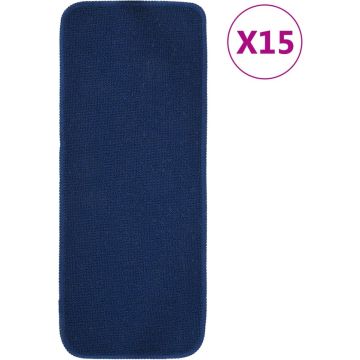 vidaXL Trapmatten 15 st anti-slip rechthoekig 60x25 cm marineblauw