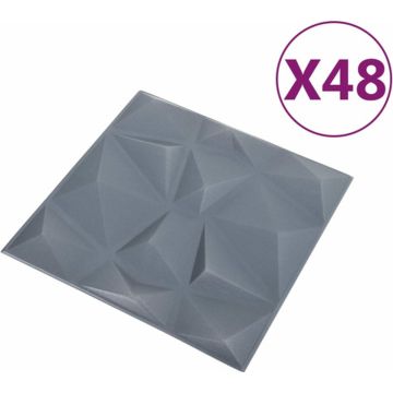 vidaXL 48 st Wandpanelen 3D 12 m² 50x50 cm diamantgrijs