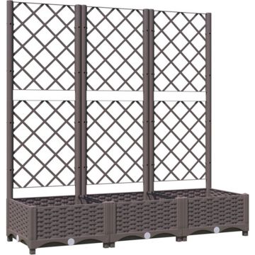 vidaXL Plantenbak met latwerk 120x40x121,5 cm polypropeen bruin