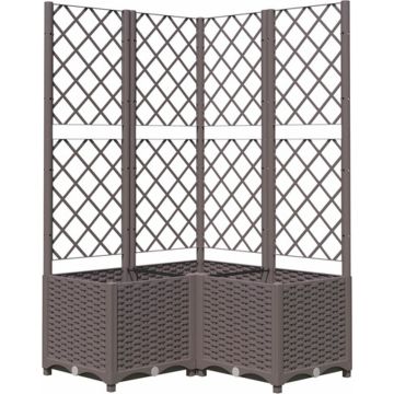 vidaXL Plantenbak met latwerk 80x80x136 cm polypropeen bruin