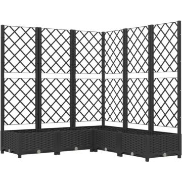 vidaXL Plantenbak met latwerk 120x120x121,5 cm polypropeen zwart