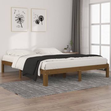 vidaXL Bedframe massief grenenhout honingbruin 160x200 cm