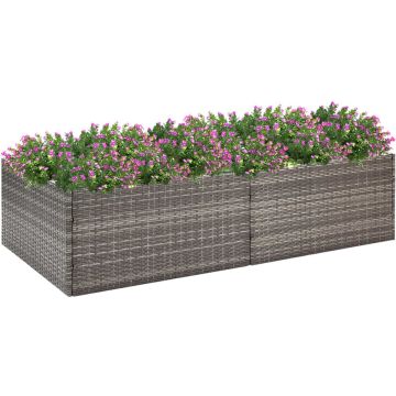 vidaXL Plantenbak 157x80x40 cm poly rattan grijs