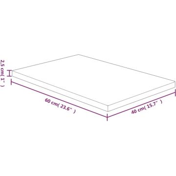 vidaXL Wastafelblad 60x40x2,5 cm onbehandeld massief