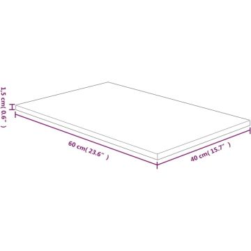 vidaXL Wastafelblad 60x40x1,5cm behandeld massief hout lichtbruin