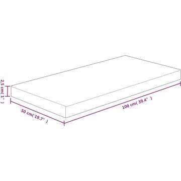 vidaXL Wastafelblad 100x50x2,5cm behandeld massief hout lichtbruin