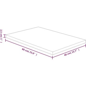 vidaXL Wastafelblad 60x40x2,5cm behandeld massief hout lichtbruin