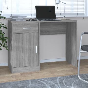 vidaXL Bureau met kast en lade 100x40x73 cm bewerkt hout grijs sonoma