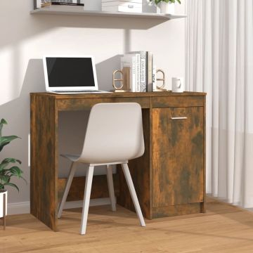 vidaXL Bureau 100x50x76 cm bewerkt hout gerookt eikenkleurig