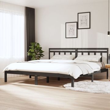 vidaXL Bedframe massief grenenhout grijs 200x200 cm