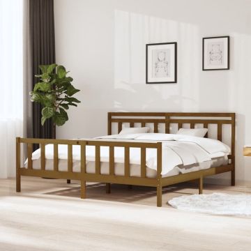 vidaXL Bedframe massief hout honingbruin 200x200 cm