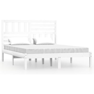 vidaXL Bedframe massief grenenhout wit 150x200 cm King Size