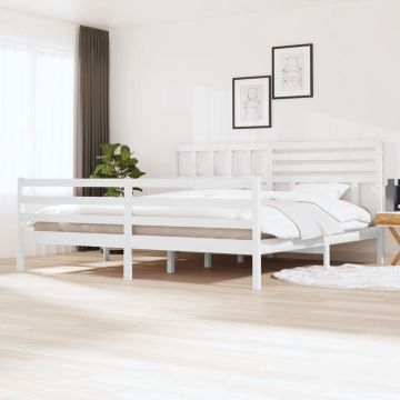 vidaXL Bedframe massief hout wit 200x200 cm