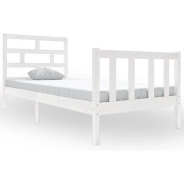 vidaXL Bedframe massief grenenhout wit 90x190 cm 3FT single