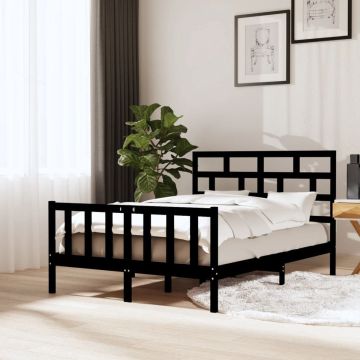 vidaXL Bedframe massief grenenhout zwart 120x200 cm