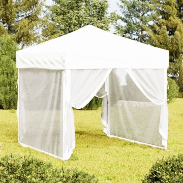 vidaXL Partytent inklapbaar met zijwanden 2x2 m wit