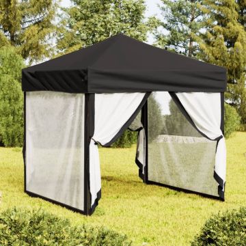 vidaXL Partytent inklapbaar met zijwanden 2x2 m zwart