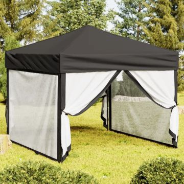 vidaXL Partytent inklapbaar met zijwanden 3x3 m antracietkleurig