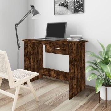 vidaXL Bureau 100x50x76 cm bewerkt hout gerookt eikenkleurig