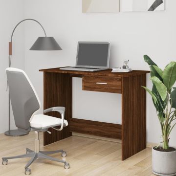 vidaXL Bureau 100x50x76 cm bewerkt hout bruineikenkleurig